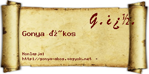 Gonya Ákos névjegykártya